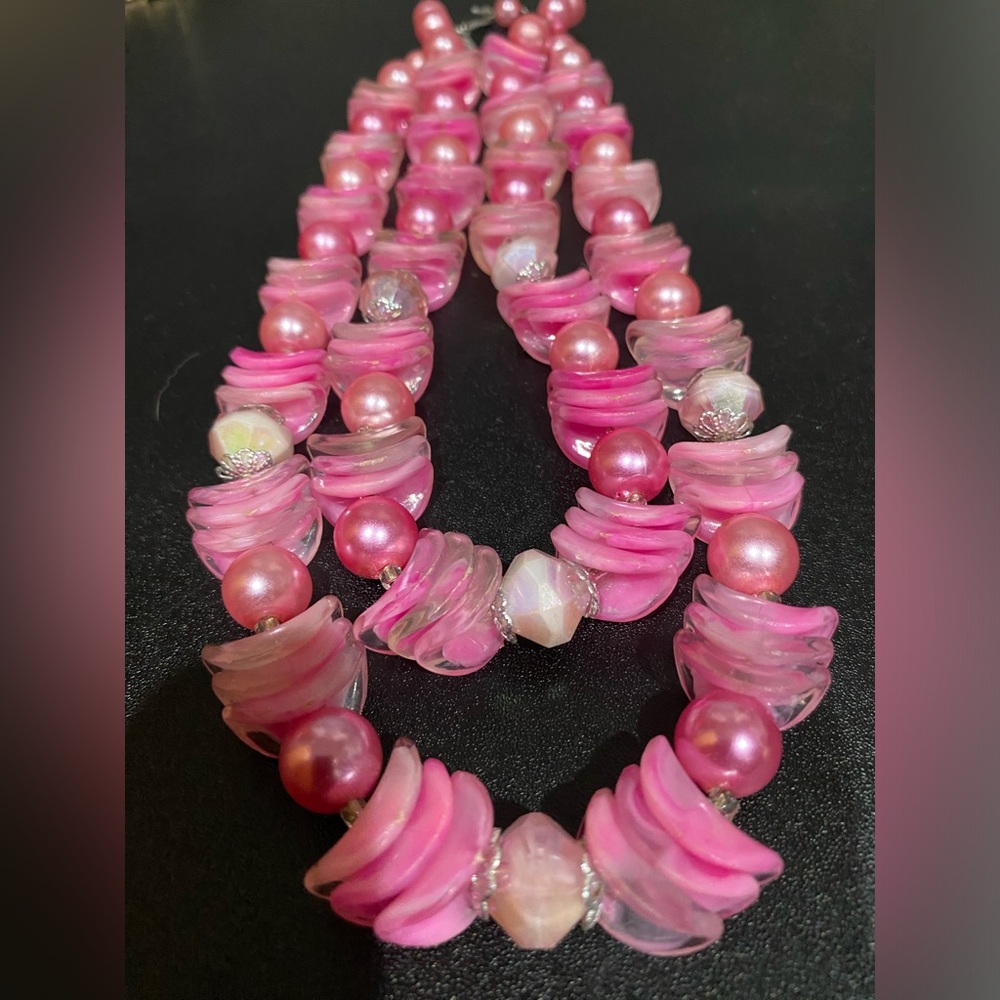 Vintage Two-Strand Pink Layered Necklace